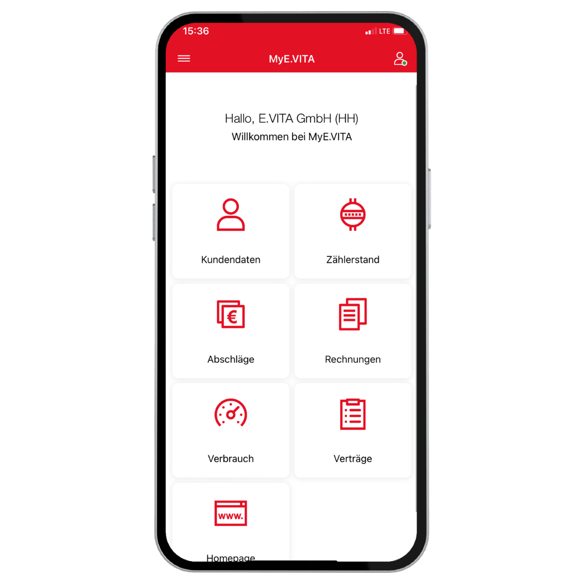 MyE.VITA Portal auf dem Smartphone MyE.VITA Portal auf dem Smartphone
